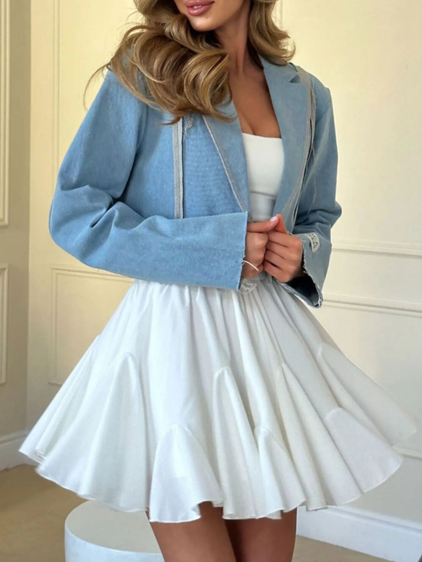 Elastic Waist Ruffled Hem Skirt