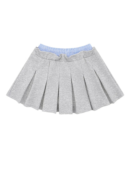Drawstring Pleated Mini Skirt