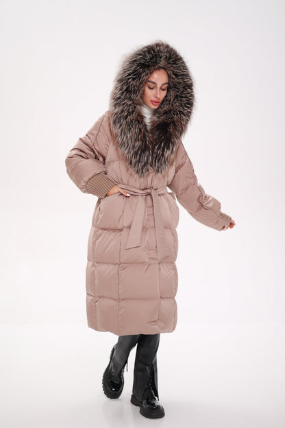 Rei Silver Fox Fully Lined Hood Down Coat in Blush