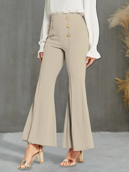 High Waisted Flare Pants Tan