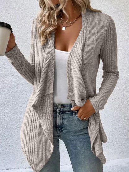 Open Front Long Sleeve Cardigan Mocha