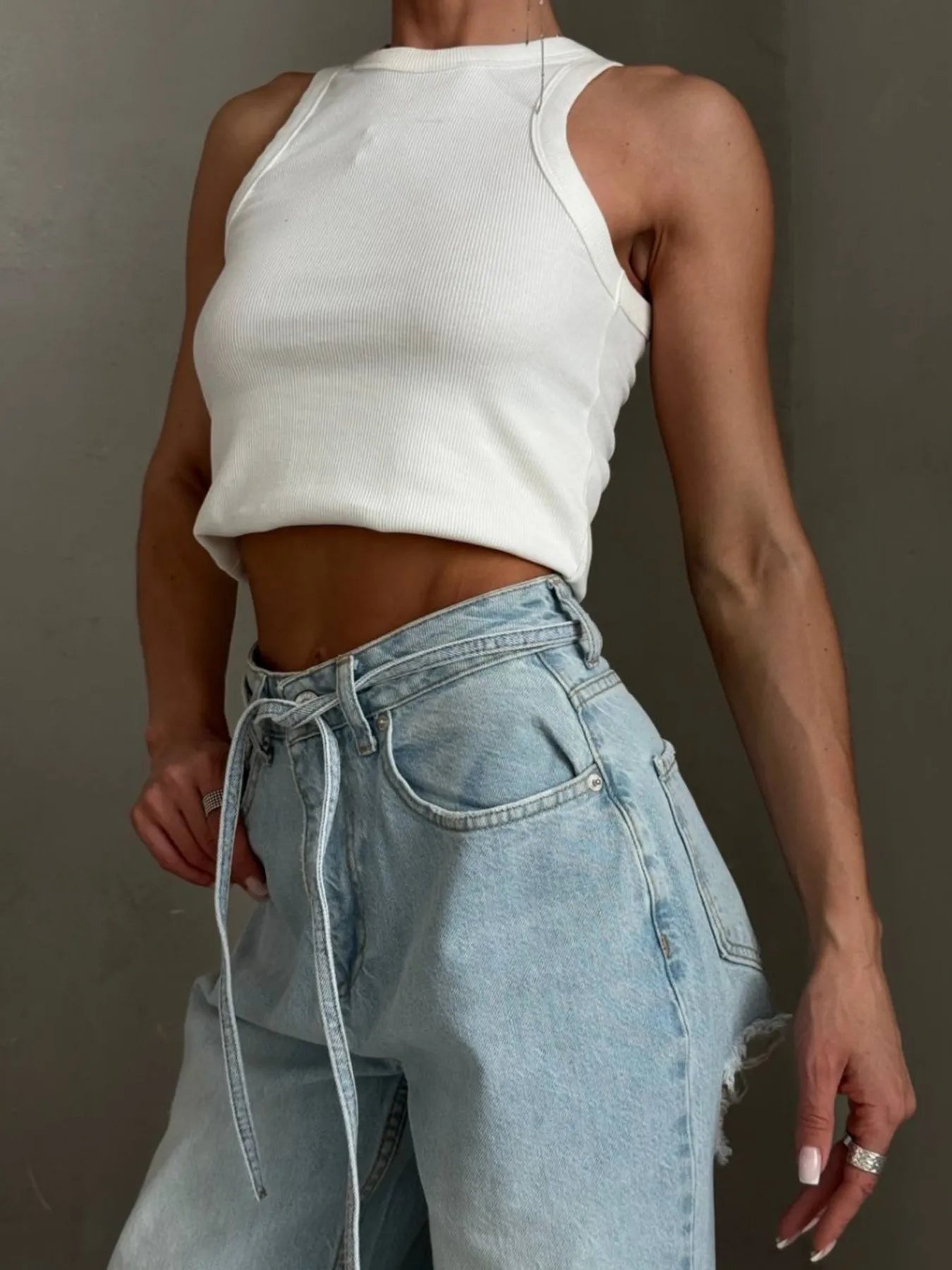 Distressed Wide Leg Jeans