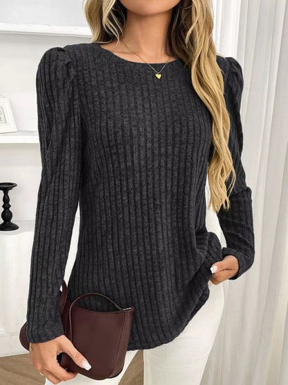 Round Neck Puff Sleeve T-Shirt