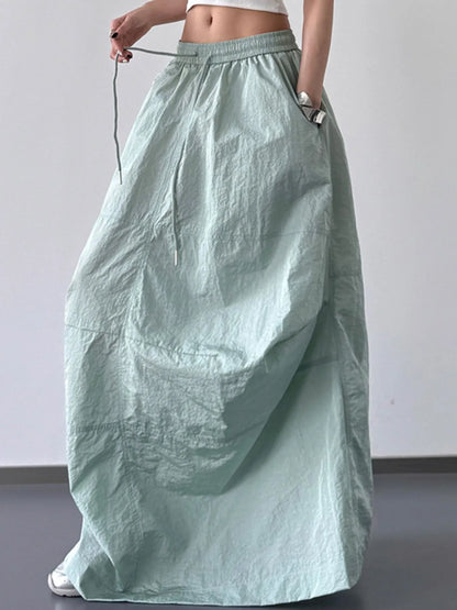 Drawstring Maxi Skirt