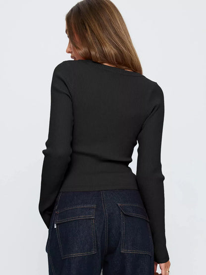 Ribbed Knit Button-Down Cardigan