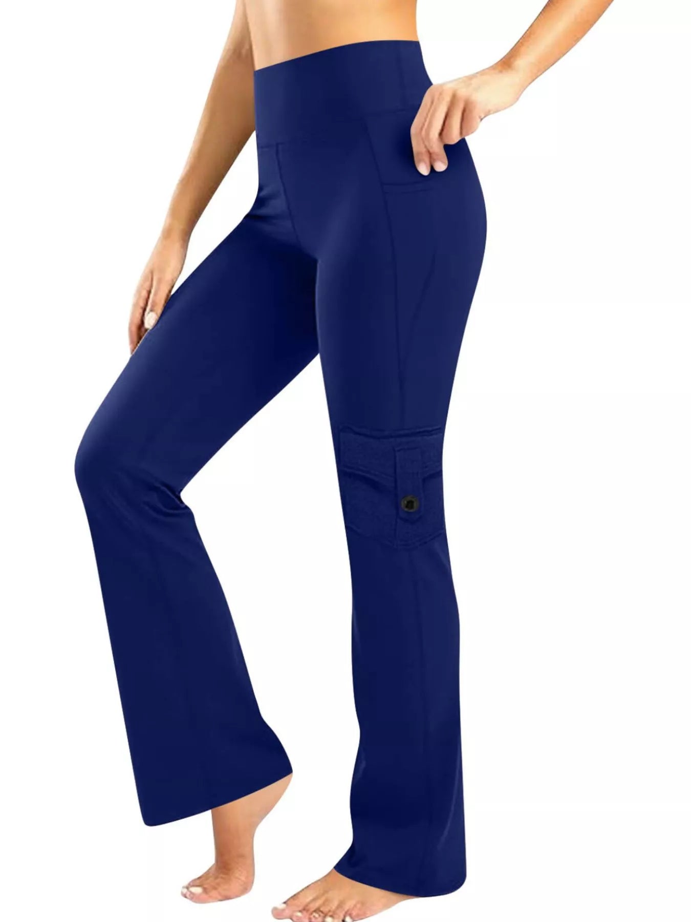 High-Waisted Yoga Pants with Pockets Blue