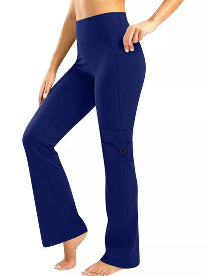 High-Waisted Yoga Pants with Pockets Blue
