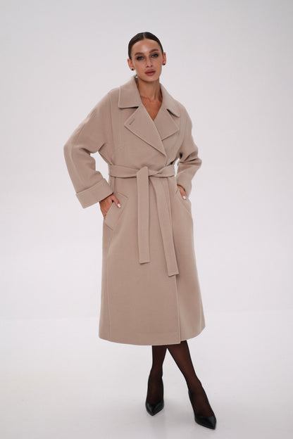 Florence Classic Cashmere Wool Blend Overcoat Nude
