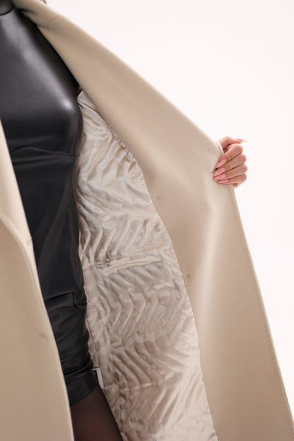 Denise Cashmere Blend Overcoat in Nude