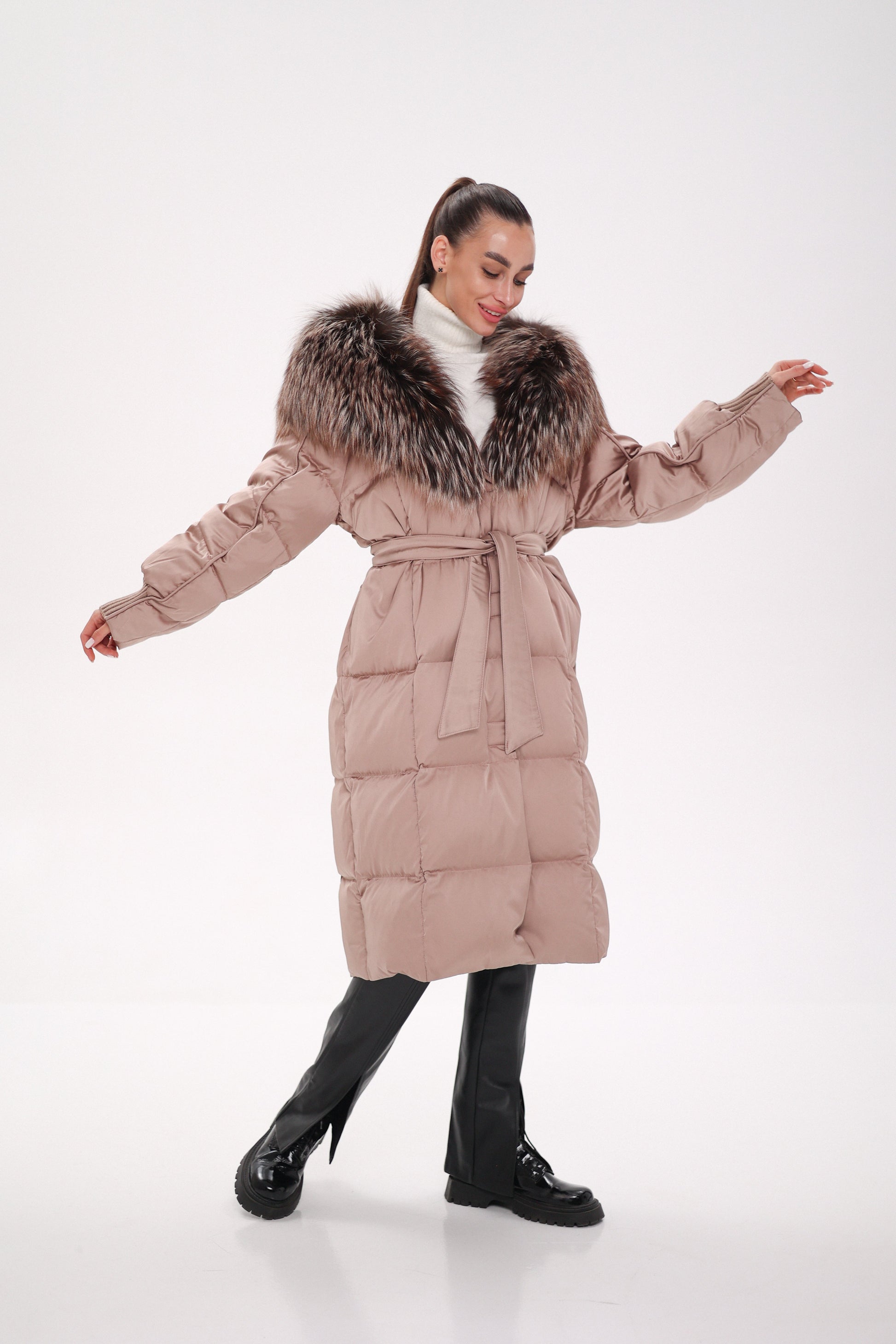 Rei Silver Fox Fully Lined Hood Down Coat in Blush