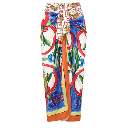 Women's Modern Ruffled Enamel Print Beach Resort Swimsuit Suit Pattern6 FREESIZE