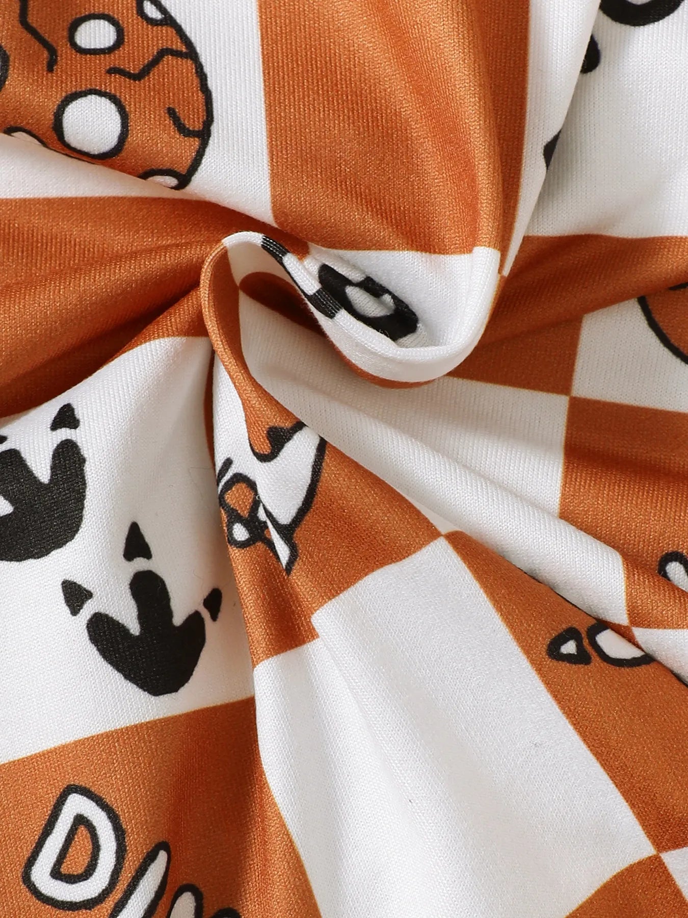 Children's Dinosaur Checkered Sleeveless Hooded Top and Shorts Set