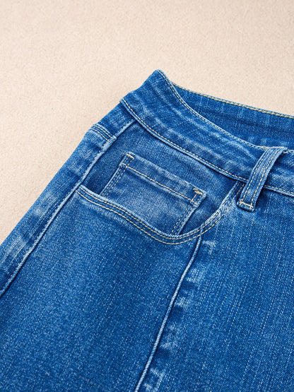 Seam Detail Flared Bottom Ankle Length Jeans