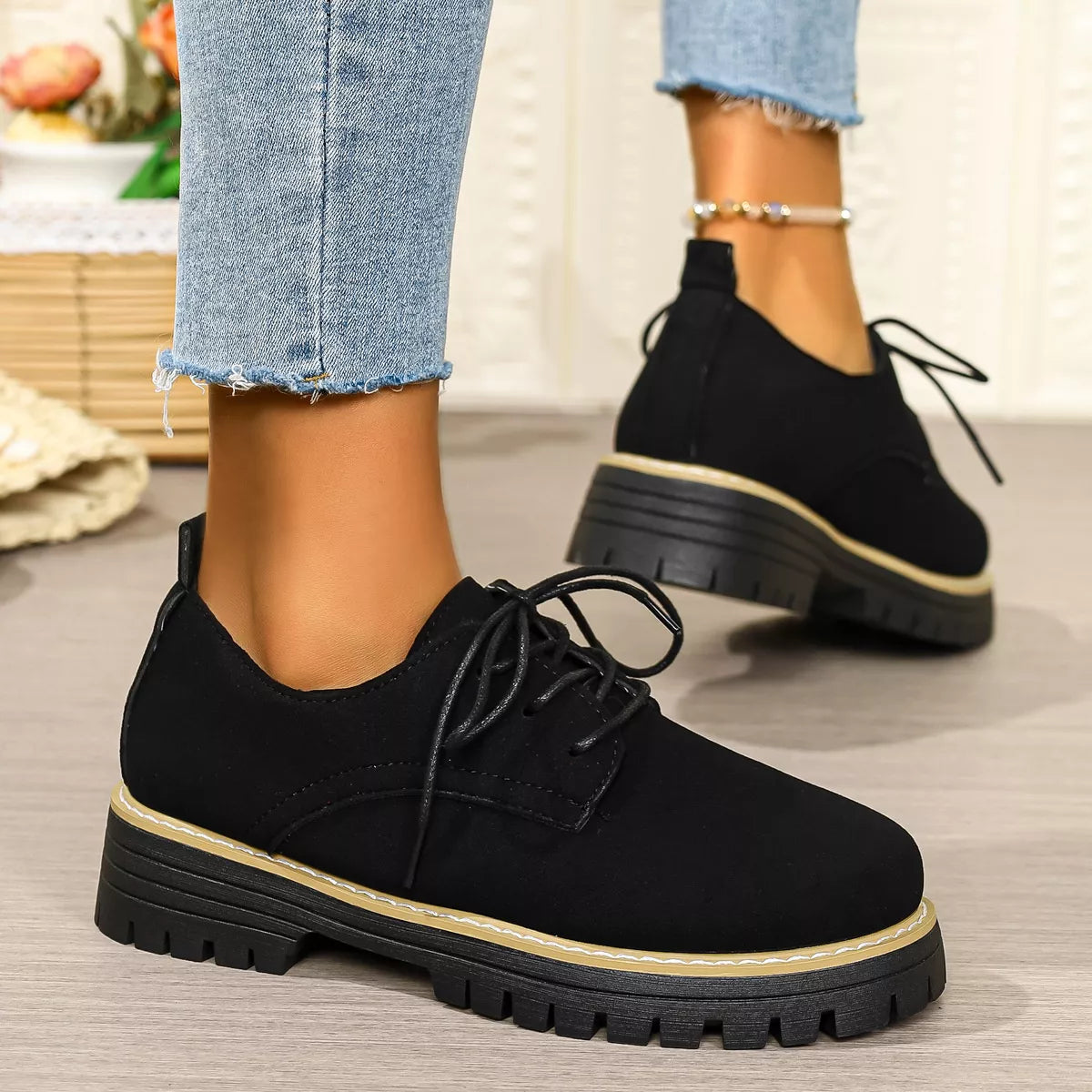 Lace-Up Platform Loafers