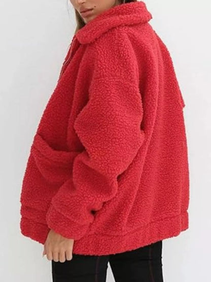 Full Size Cozy Fleece Zip Up Jacket Plus Size