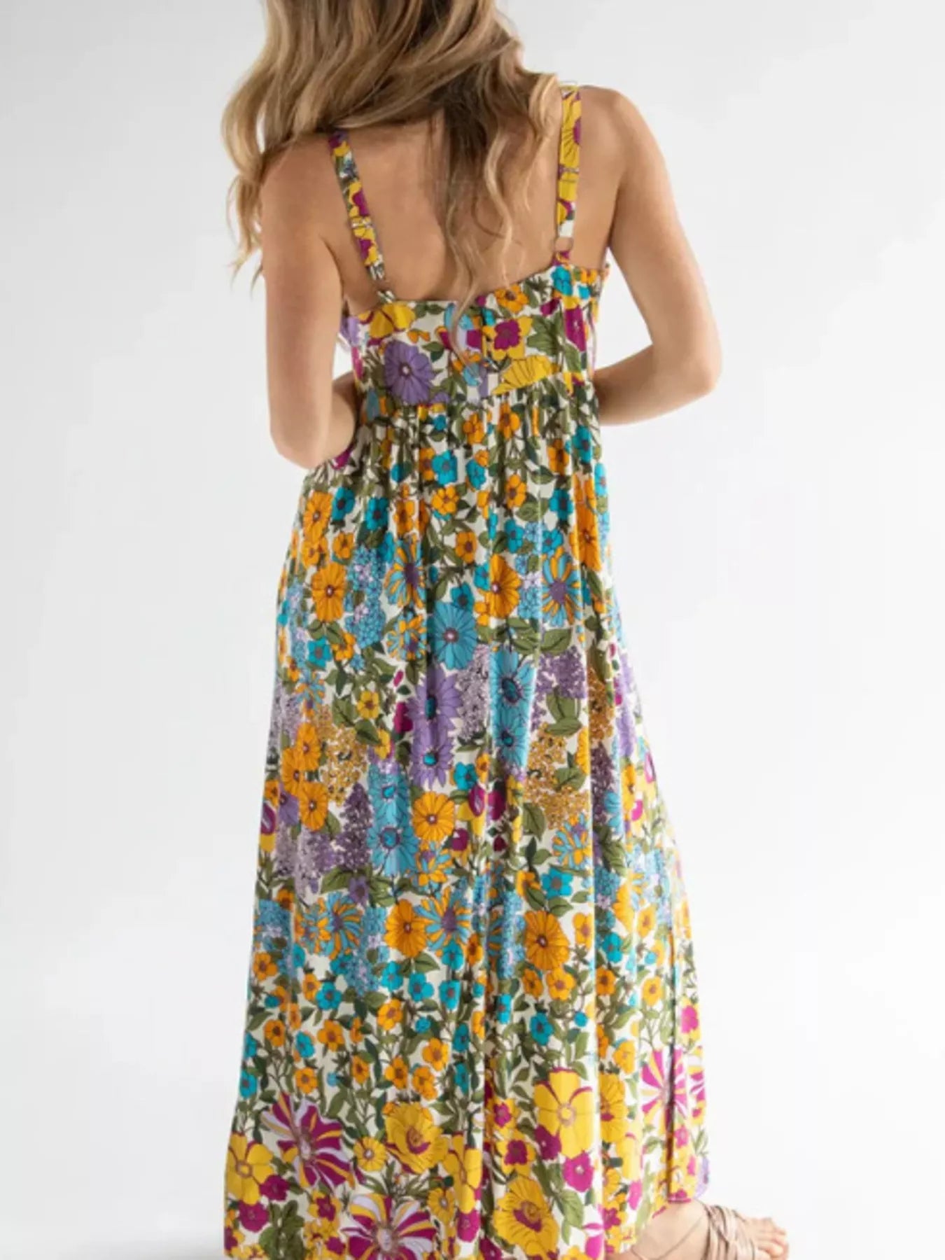 Full Size Square Neck Cami Dress with Side Slit Plus Size