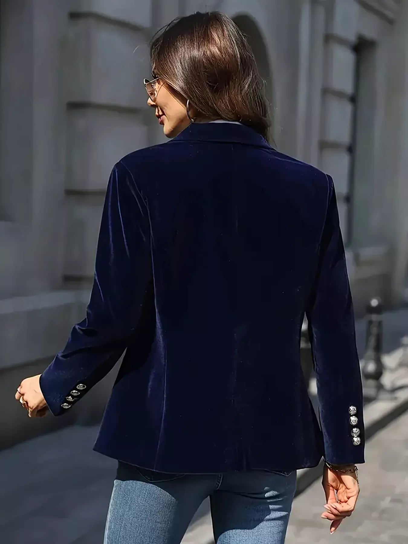One Button Long Sleeve Blazer