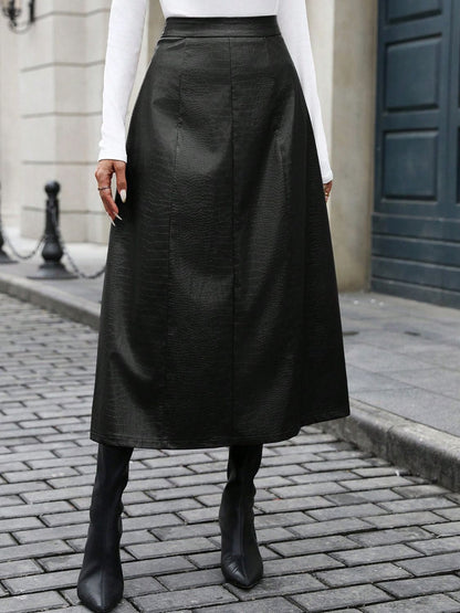 High Waist Midi Skirt Black