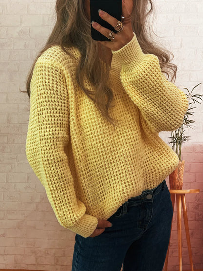 V-Neck Textured Knit Sweater
