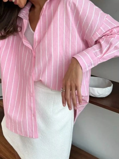 Striped Oversized Button-Down Shirt