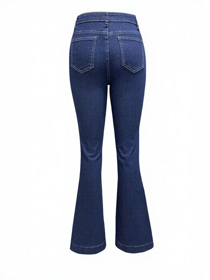 Button Fly High Waist Flare Jeans
