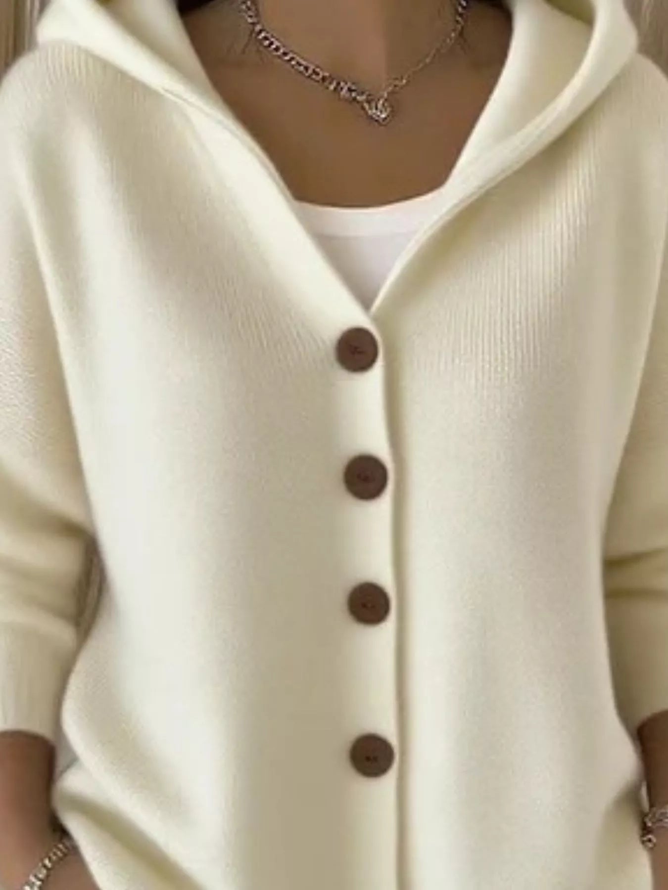 Full Size Hooded Button-Front Soft Knit Cardigan Plus Size