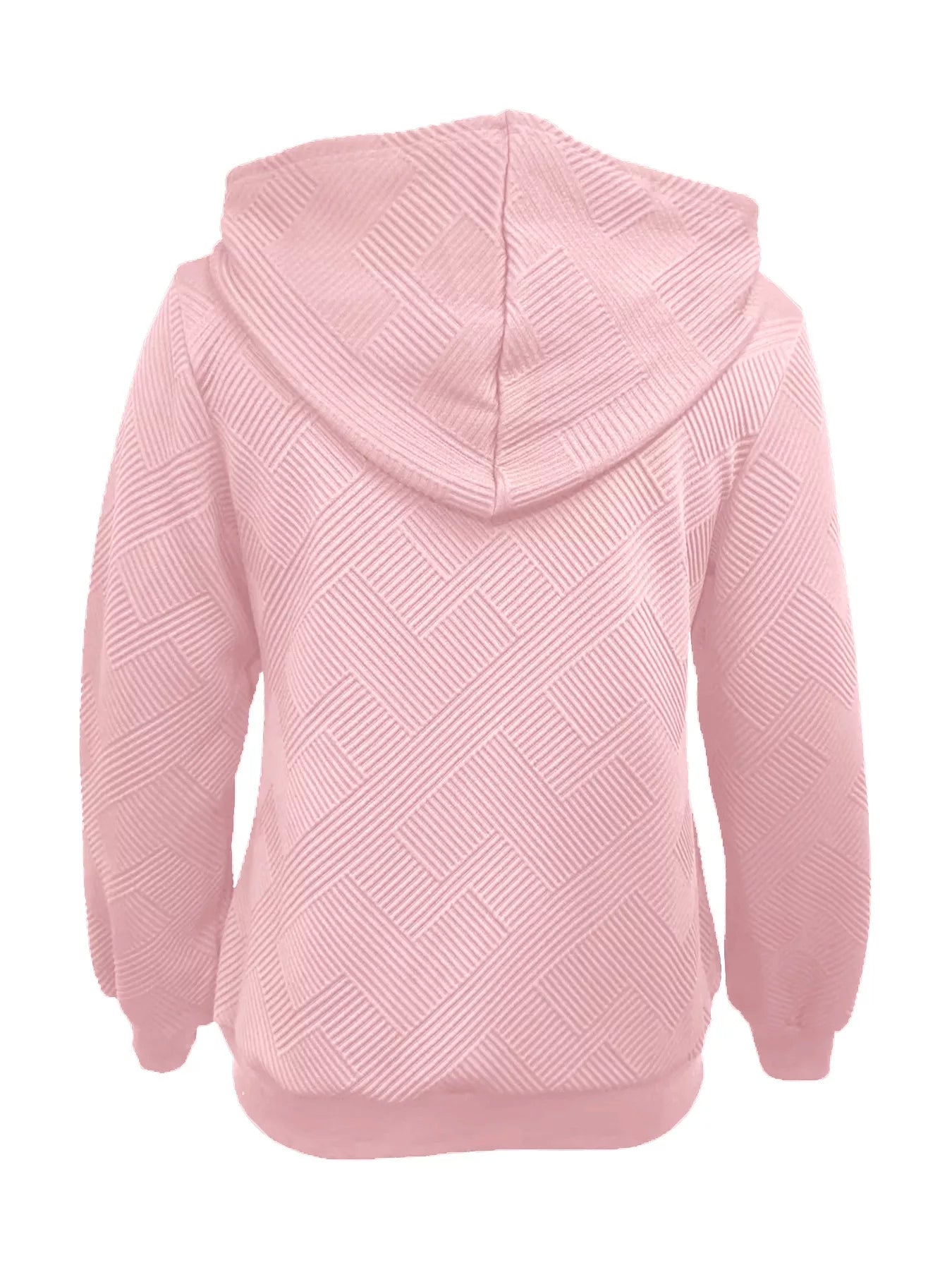 Texture Zip-Up Hoodie with Drawstring