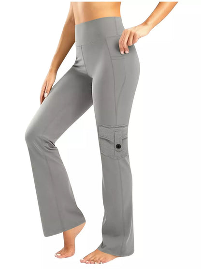 High-Waisted Yoga Pants with Pockets Gray