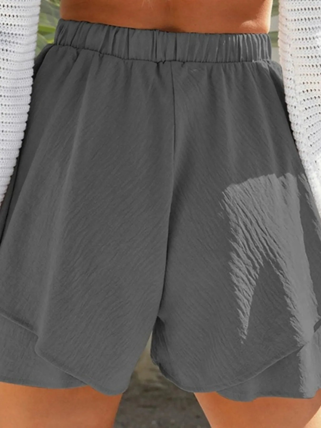 High-Waisted Elastic Waistband Layered Shorts