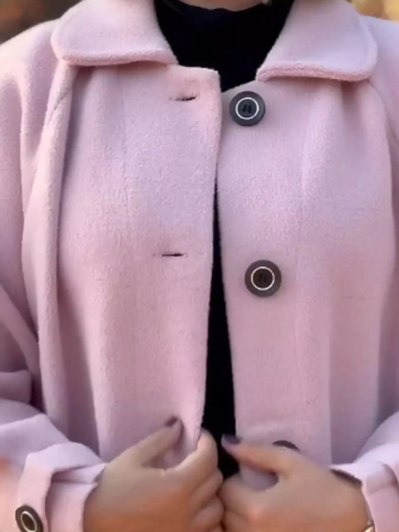 Full Size Button-Front Raglan Sleeve Coat Plus Size