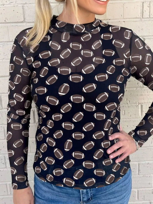 Game Day Mesh Sheer Long Sleeve Top