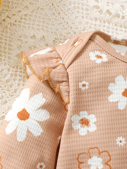 Children's Ruffled Floral Bodysuit and Bloomer, Headband Set