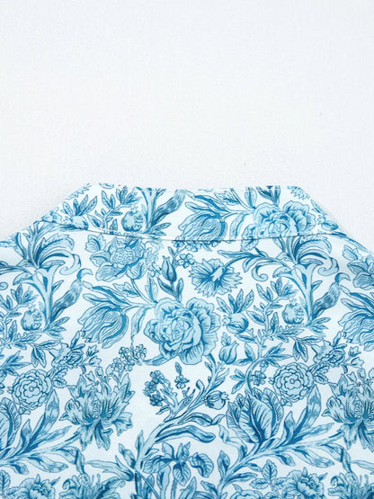 Floral Button Up Puff Sleeve Shirt