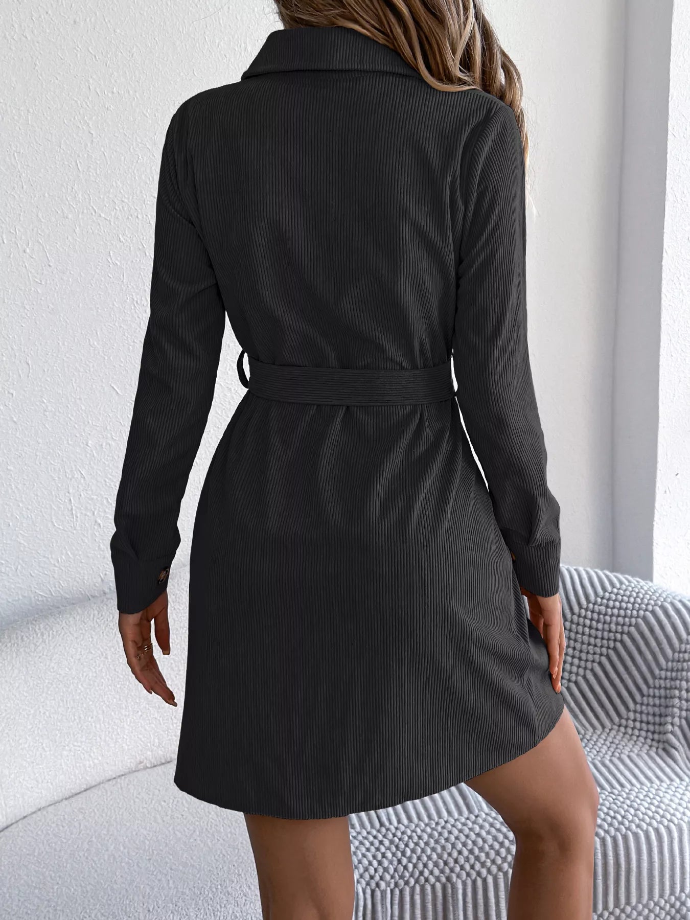 Button-Front Corduroy Shirt Dress
