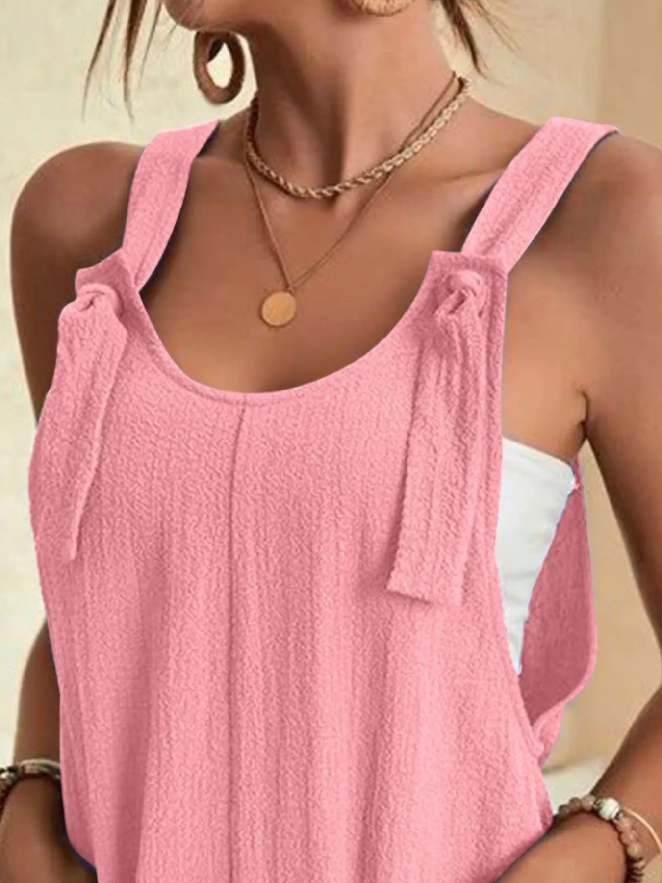 Full Size Knot Strap Romper with Pockets Plus Size