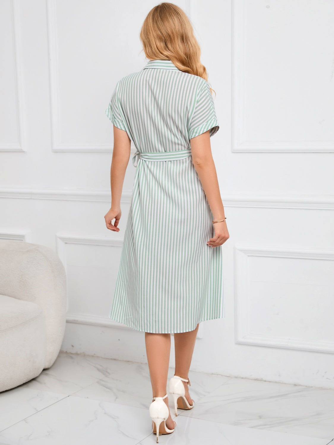 Striped Tie-Waist Midi Dress
