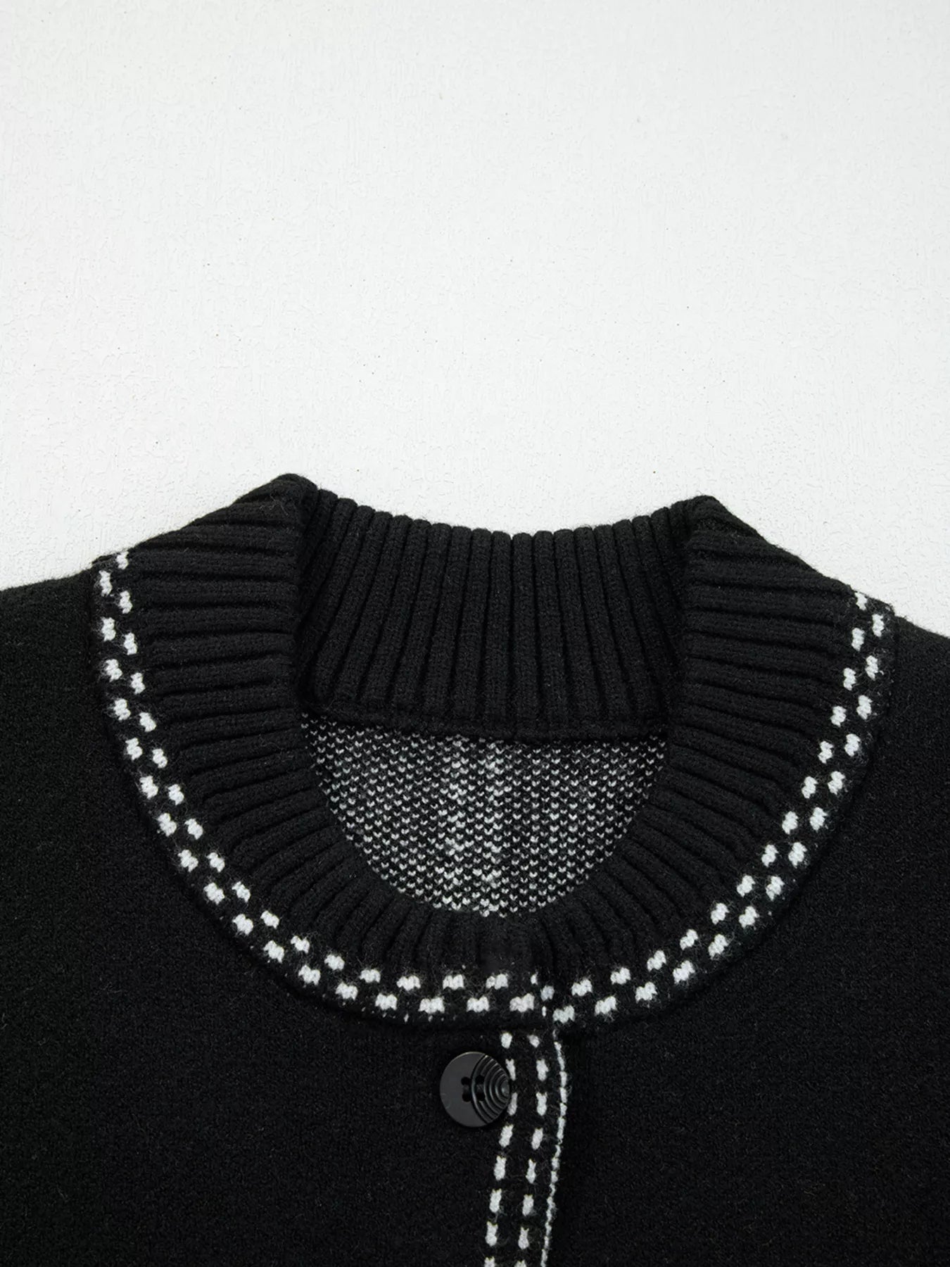 Contrast Trim Button up Sweater Cardigan