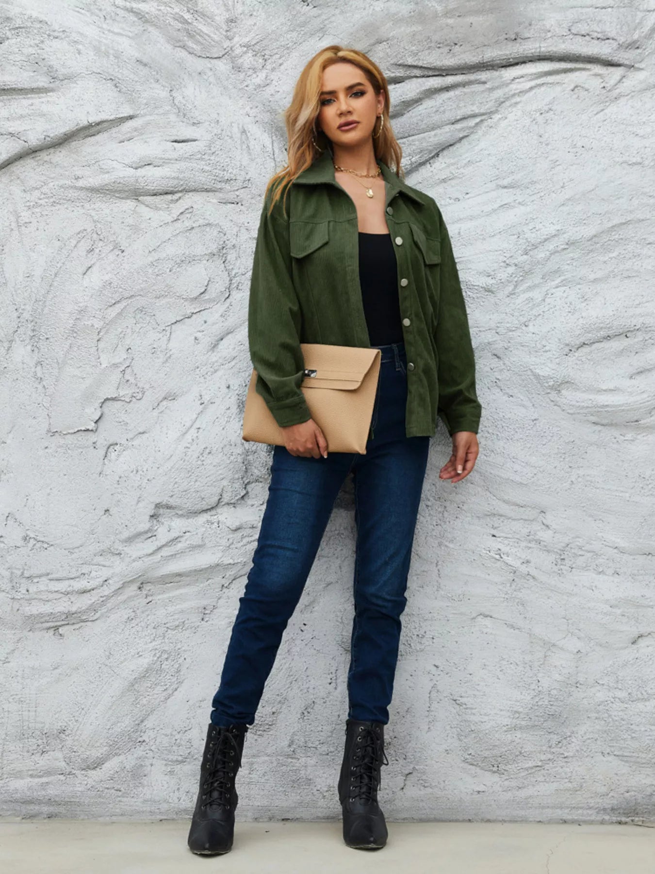 Casual Corduroy Button-Down Jacket