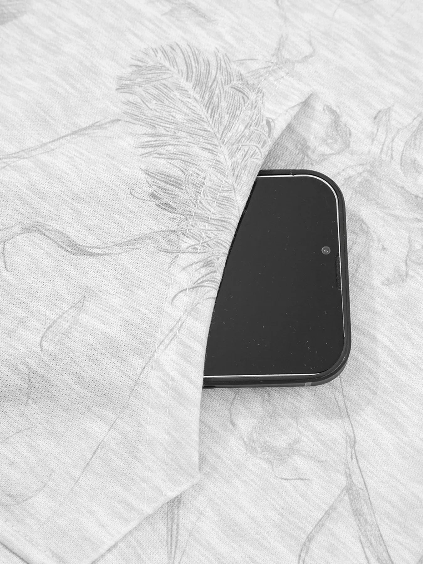 Abstract Print Loose Drop Sleeve Hoodie and Elastic Waistband Pants Set