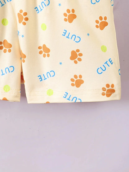 Children's Dog Short Sleeve Hoodie and Shorts Set