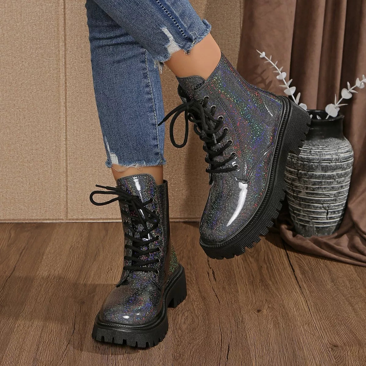Lace-Up Platform Boots