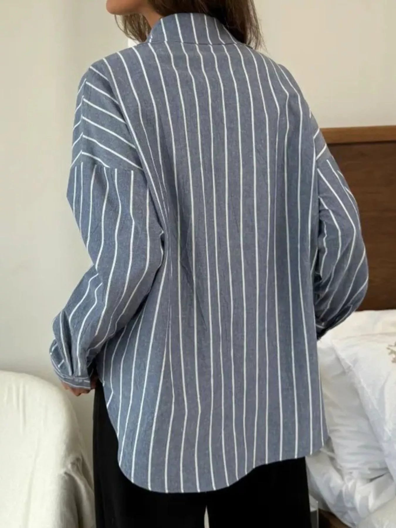 Striped Oversized Button-Down Shirt