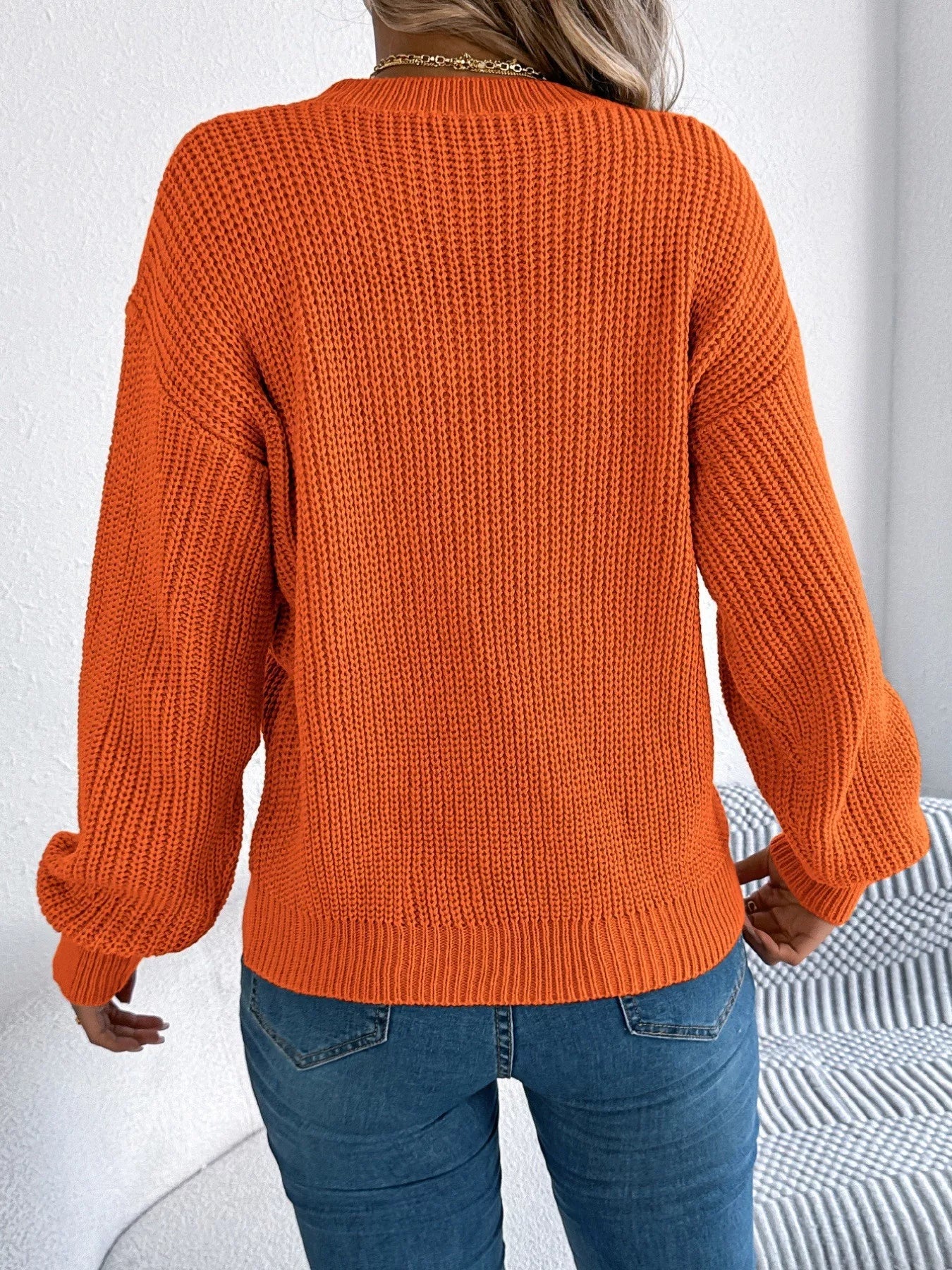 Openwork Round Neck Sweater