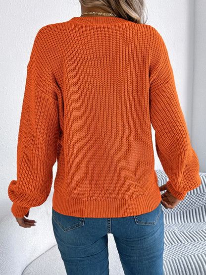 Openwork Round Neck Sweater