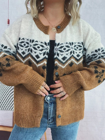 Christmas Button Up Drop Shoulder Cardigan