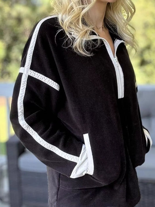 Half Zip Dropped Shoulder Sweatshirt