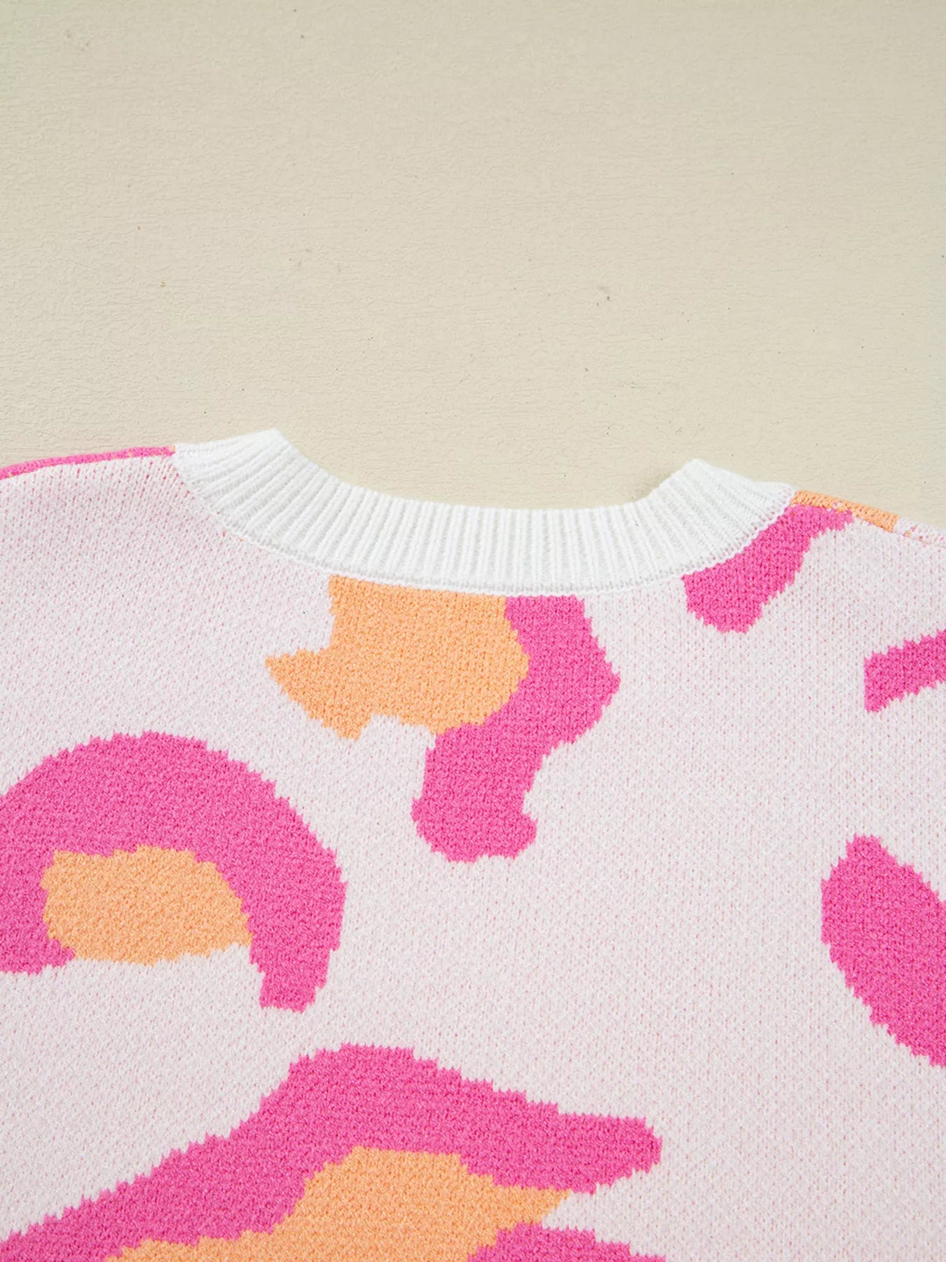 Leopard Print Drop Shoulder Baggy Sweater