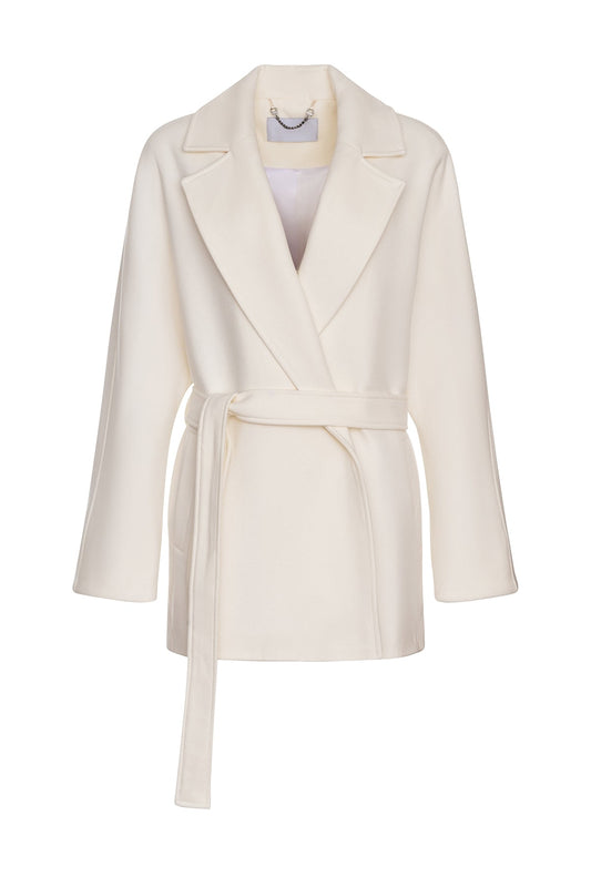 Astoria Midi Cashmere Wool Blend Coat White