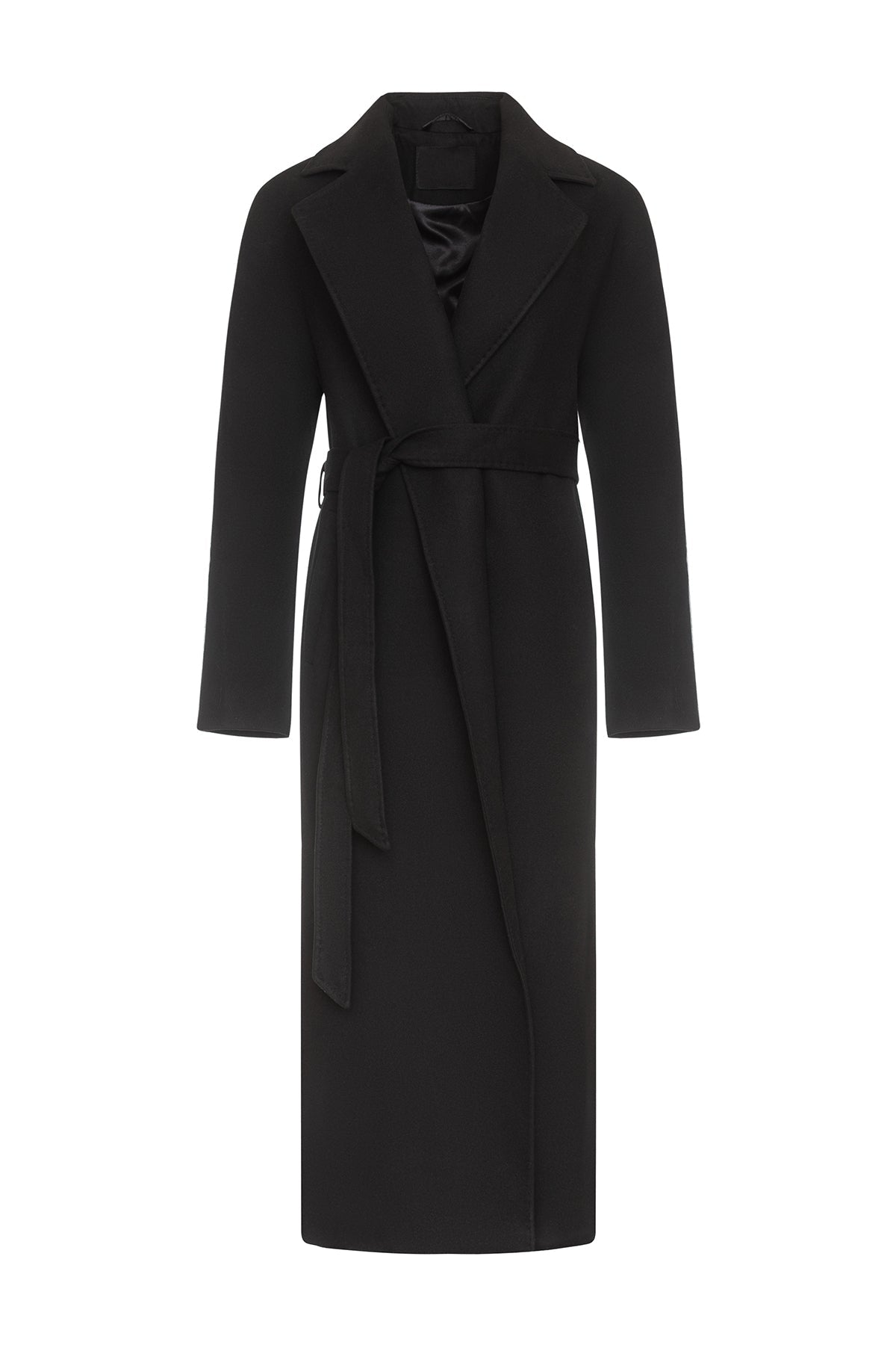 Cambridge Comfort Wraparound Wool Cashmere Coat in Black Black