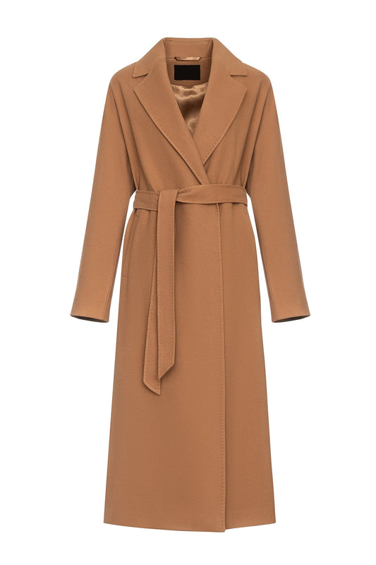 Cambridge Comfort Classic Wraparound Wool Blend Overcoat in Camel Camel